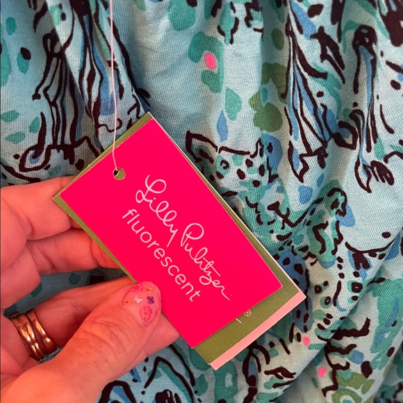 Lilly Pulitzer NWT Teal and Black Strapless Animal Print Maxi Dress - Picture 3 of 10